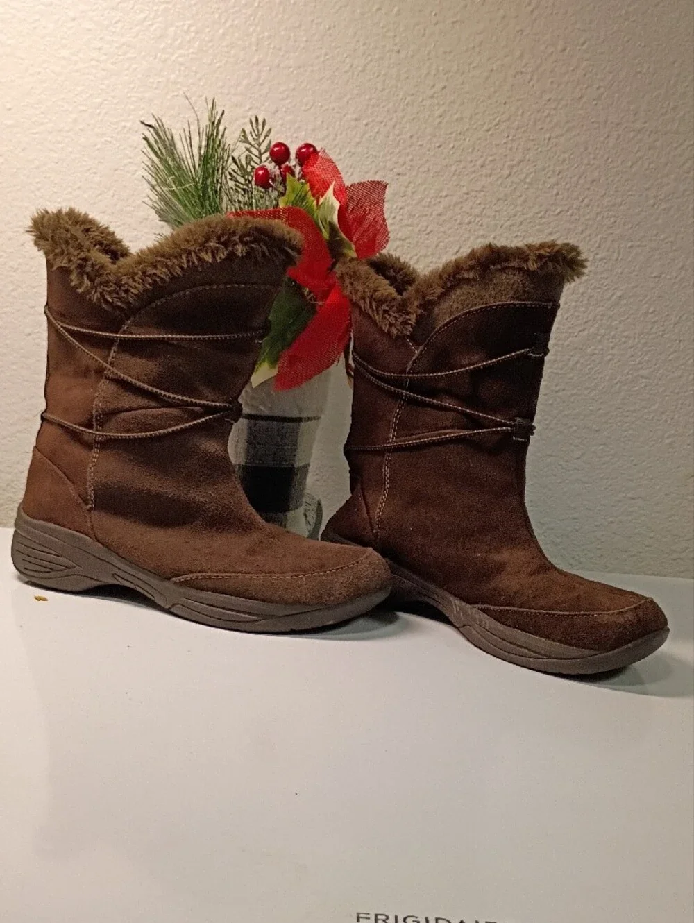 croft & barrow Brown Faux-Fur Suede Pull-On Winter Boots